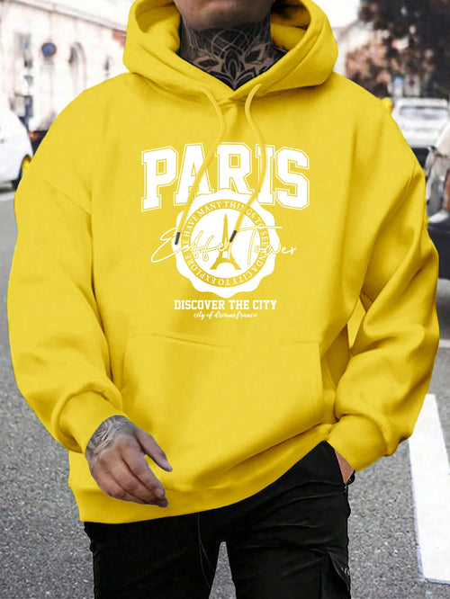 Whiskey Castle Print Men'S Hoodies Fashion Fur-Liner Hoodie Warm