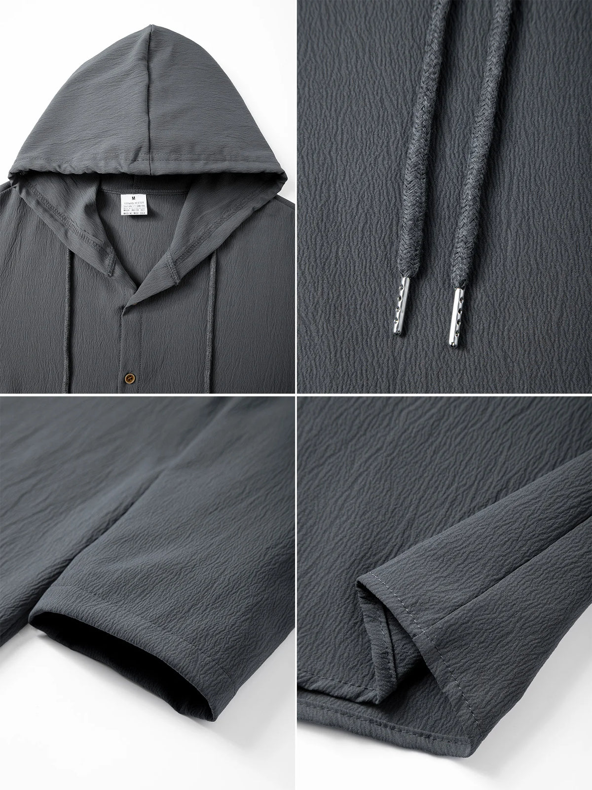 Men’s Oversized Hooded Shirt and Pants Set Breathable Casual Button