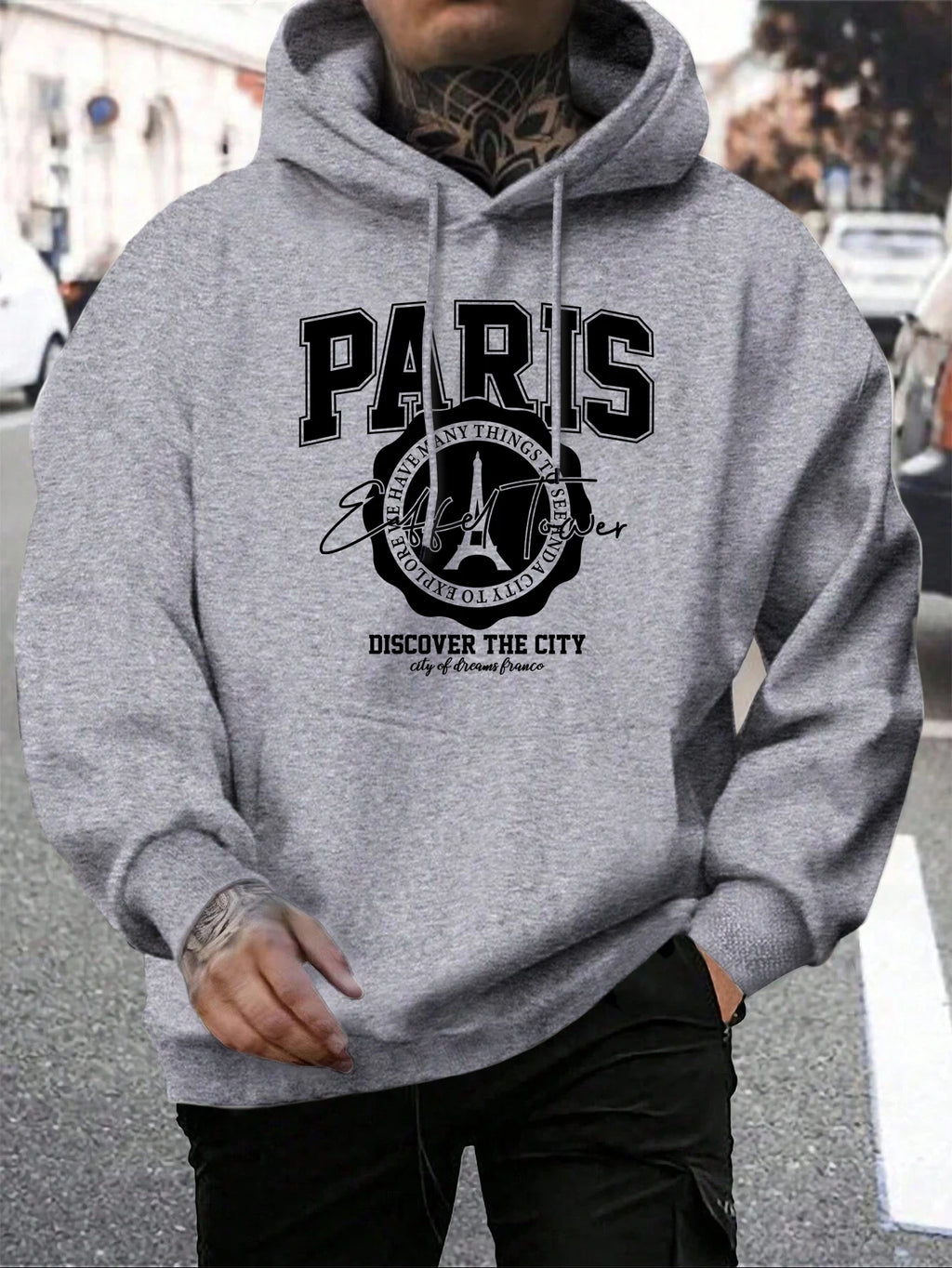 Whiskey Castle Print Men'S Hoodies Fashion Fur-Liner Hoodie Warm