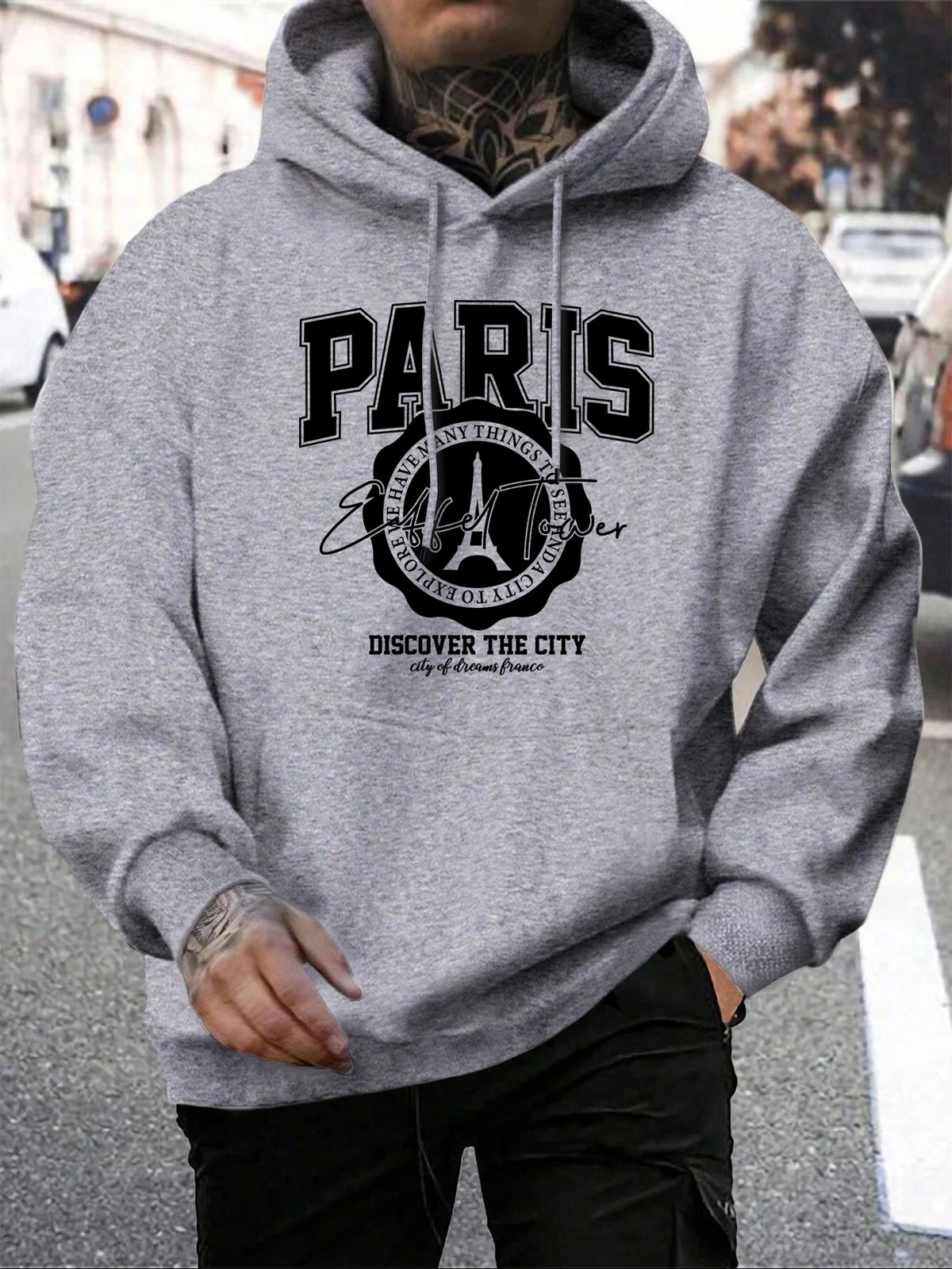 Whiskey Castle Print Men'S Hoodies Fashion Fur-Liner Hoodie Warm