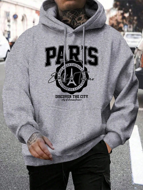 Whiskey Castle Print Men'S Hoodies Fashion Fur-Liner Hoodie Warm
