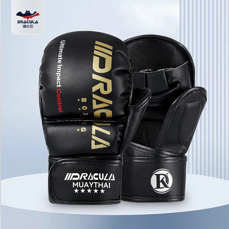 Half-Finger Gloves for Adults, Men's MMA Boxing Gloves, UFC