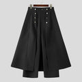 INCERUN Men Irregular Pants Solid Color Button Joggers Loose Casual