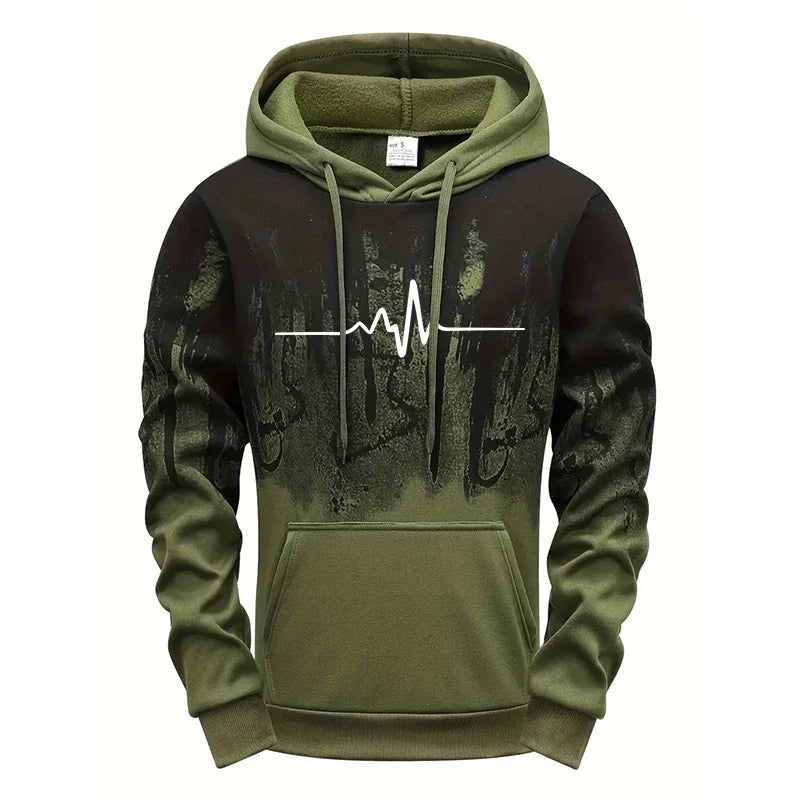 Simple Line Print Hoodies for Men Fall Winter Daily Casual Sports