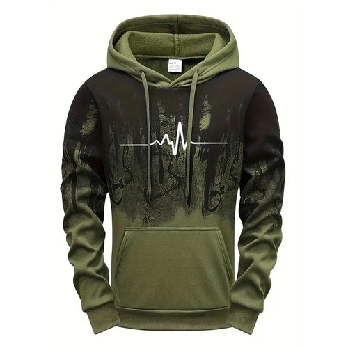 Simple Line Print Hoodies for Men Fall Winter Daily Casual Sports