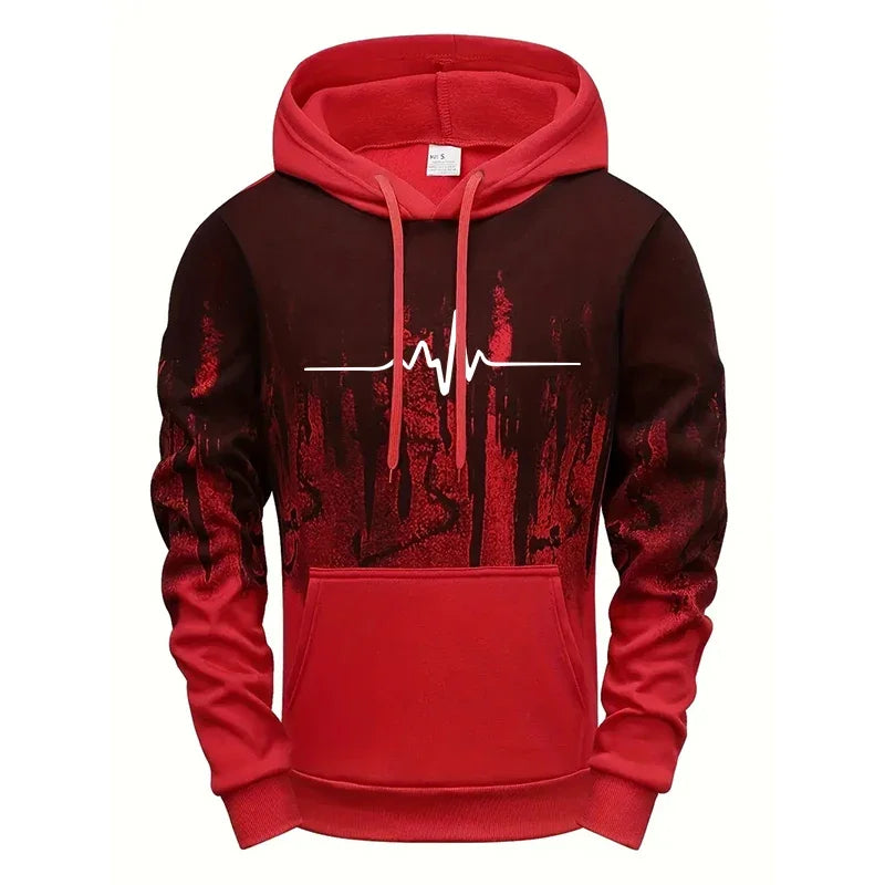 Simple Line Print Hoodies for Men Fall Winter Daily Casual Sports