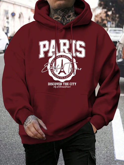 Whiskey Castle Print Men'S Hoodies Fashion Fur-Liner Hoodie Warm