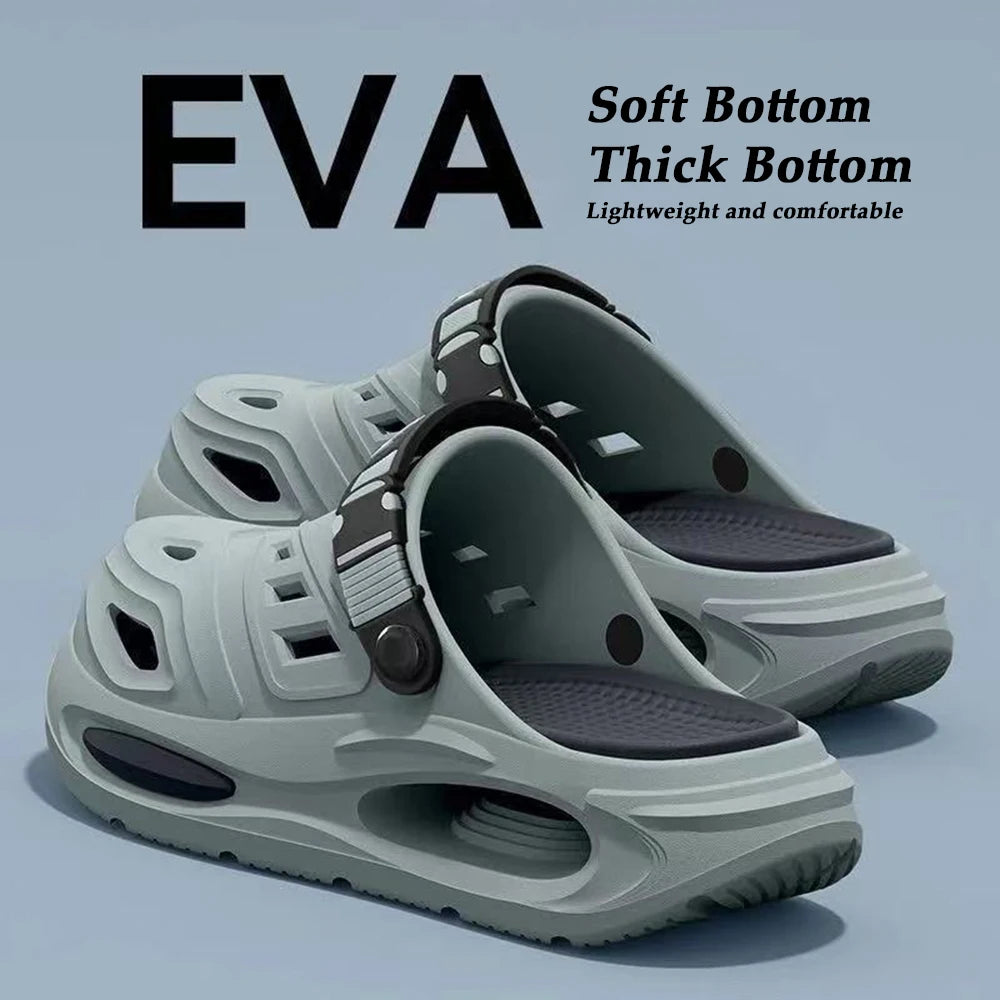 Men Summer Beach Sandals Soft Bottom Thick Bottom Casual Hole Garden