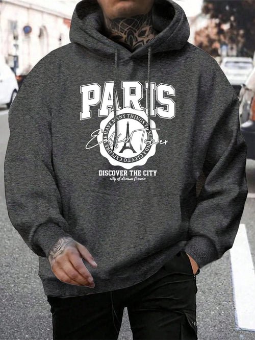 Whiskey Castle Print Men'S Hoodies Fashion Fur-Liner Hoodie Warm