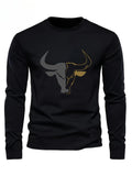 Simple Solid Color Men's Long Sleeve T-shirt Outdoor Run Sports Tees Loose O-neck Fashion Cotton Tops Fall Comfortable Pullover