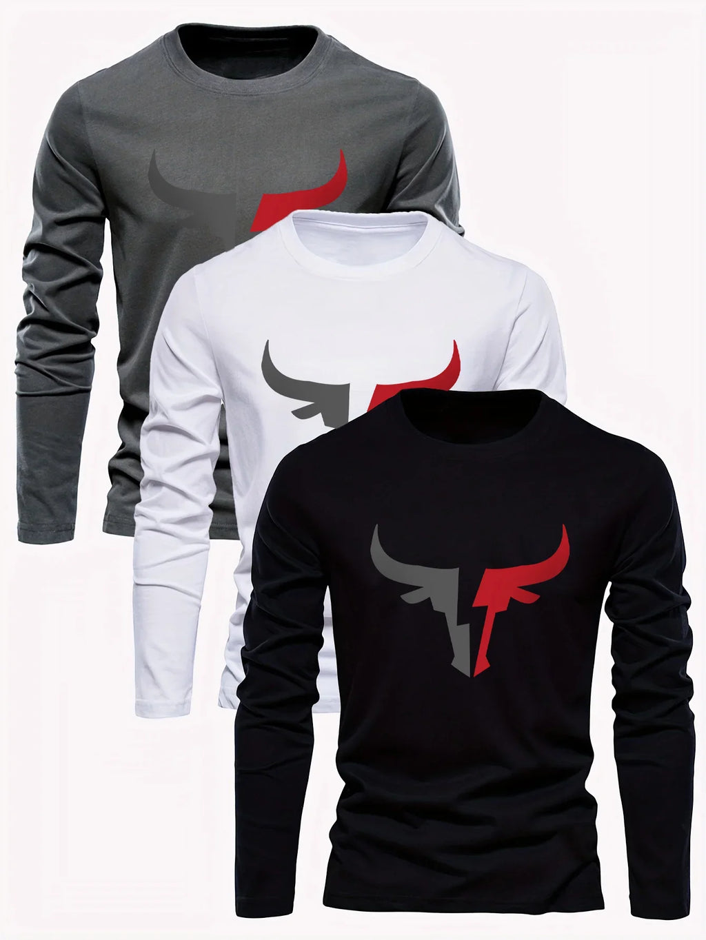 Simple Solid Color Men's Long Sleeve T-shirt Outdoor Run Sports Tees Loose O-neck Fashion Cotton Tops Fall Comfortable Pullover
