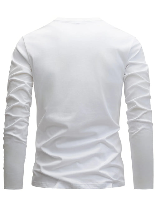 100% cotton men's long sleeved round neck loose Paris letter printed autumn and winter casual versatile T-shirt top