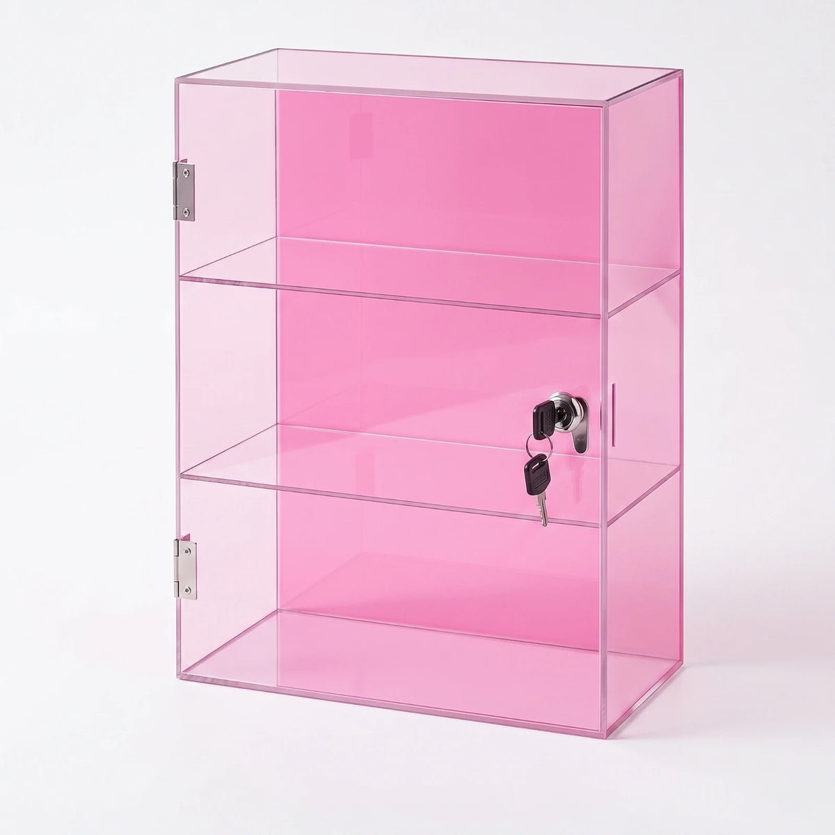 Lockable Acrylic Display Case 3-Tier Acrylic Display Case with Lock No Assembly Required Freestanding for Collectors, Countertop