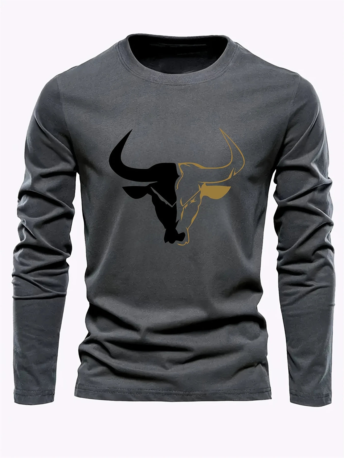 Simple Solid Color Men's Long Sleeve T-shirt Outdoor Run Sports Tees Loose O-neck Fashion Cotton Tops Fall Comfortable Pullover